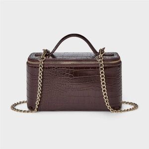 a new day Dark Brown Croc-Embossed Mini Bag